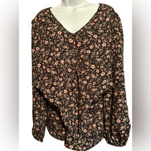 NWT Enno Size Large Floral Print Long Sleeve Pullover‎ Top